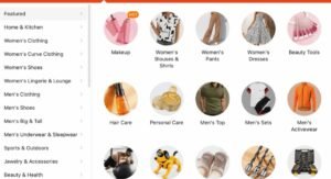 Popular product categories available on Temu